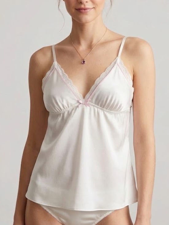 Flora Nikrooz Other - Flora by Flora Nikrooz White Satin Lace Trim Camisole Cami Top Medium